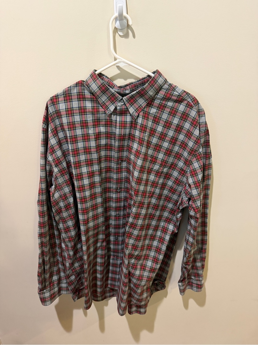L.L. Bean Red and Green Plaid Button-Down Shirt